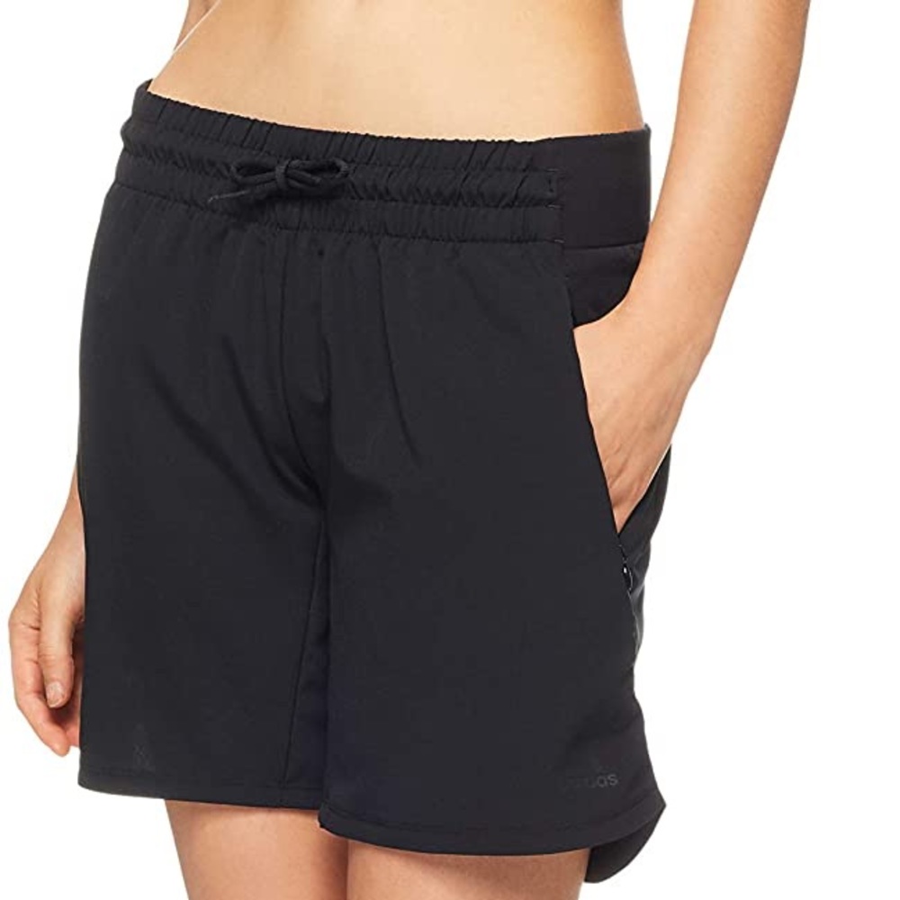 NWT Adidas Black Athletic Knee Length Shorts XS | Zip Pockets | Drawstring